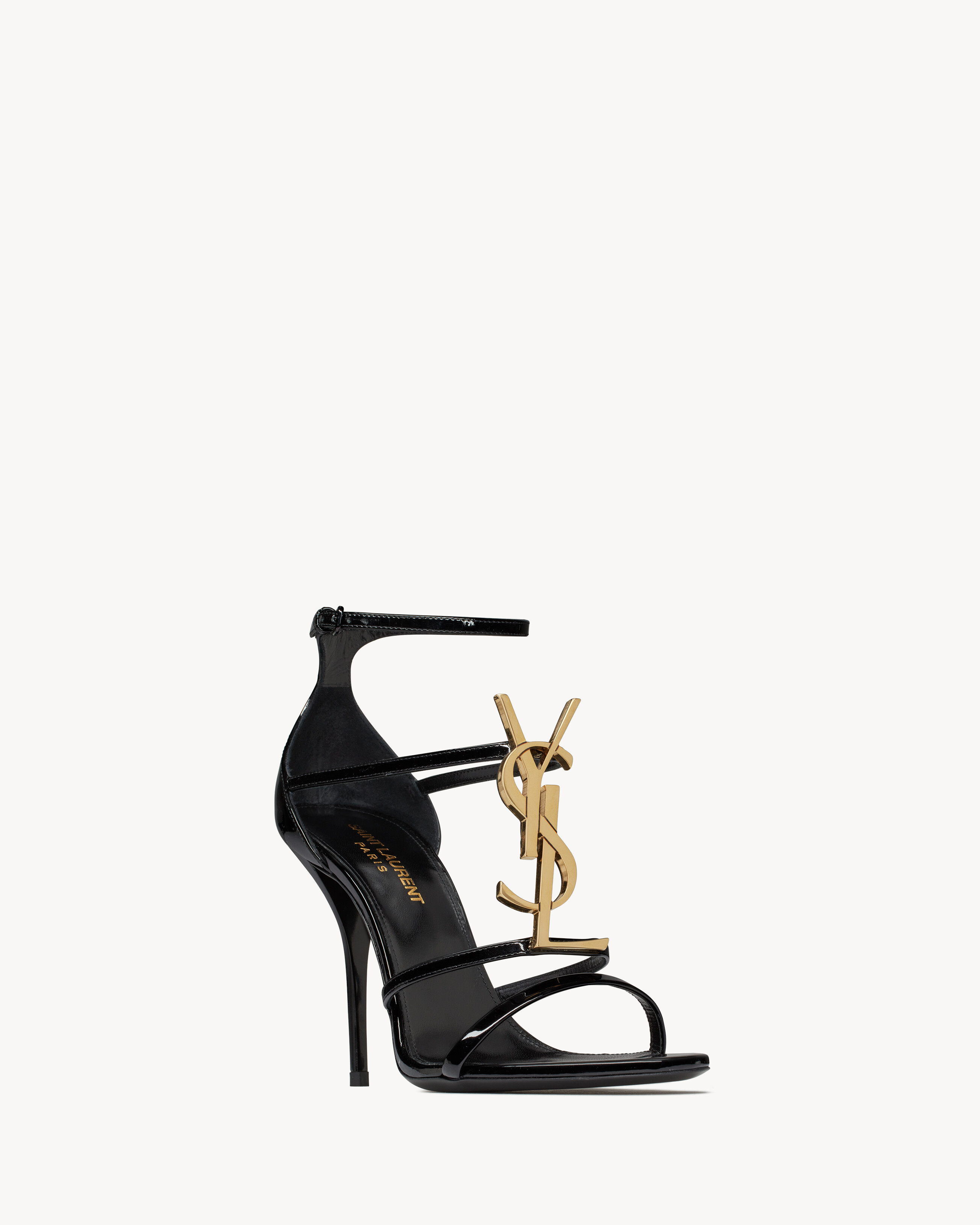 Босоножки Кассандра из лакированной кожи Saint Laurent, черный — фото 3
