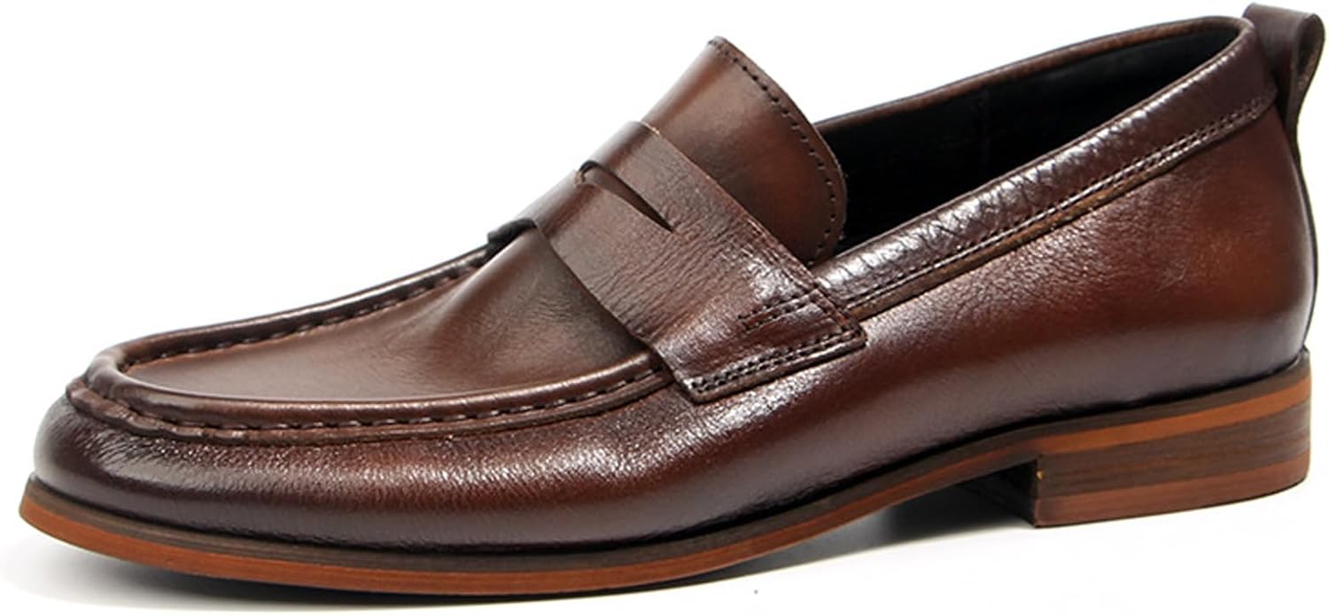 

Мужские лоферы WinDhana Penny - повседневные слипоны из натуральной кожи, мокасины с отделением для монет, Формальная обувь для офиса и свадеб 709-5, коричневый