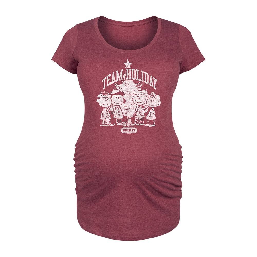

Футболка с рисунком Maternity Peanuts Team Holiday Spirit Licensed Character, цвет Heather Dark Red
