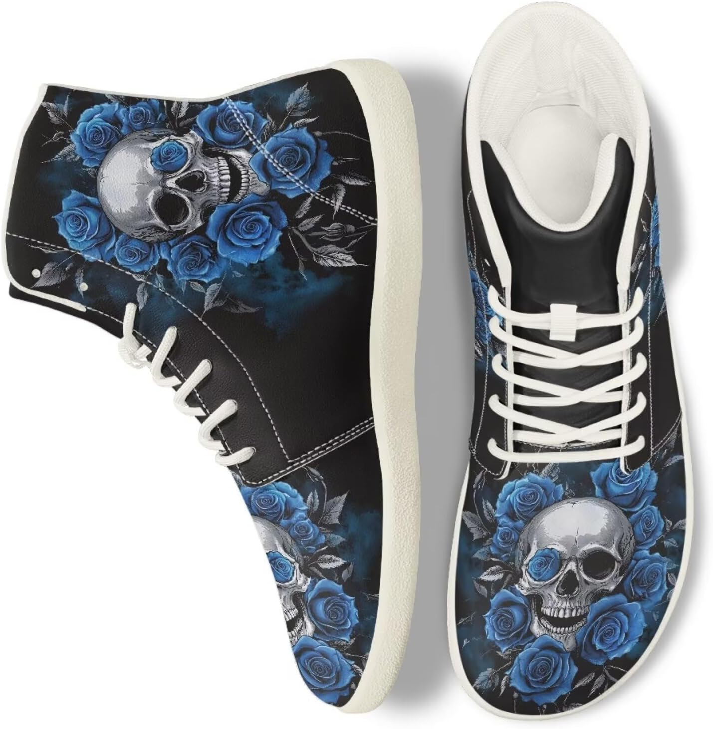 

Мужские широкие высокие кроссовки босоногого типа, легкие, противоскользящие, для ходьбы, с нулевым перепадом, повседневные кроссовки с поддержкой лодыжки, размеры 5-14 Qoiuvncy, Skull Blue Rose