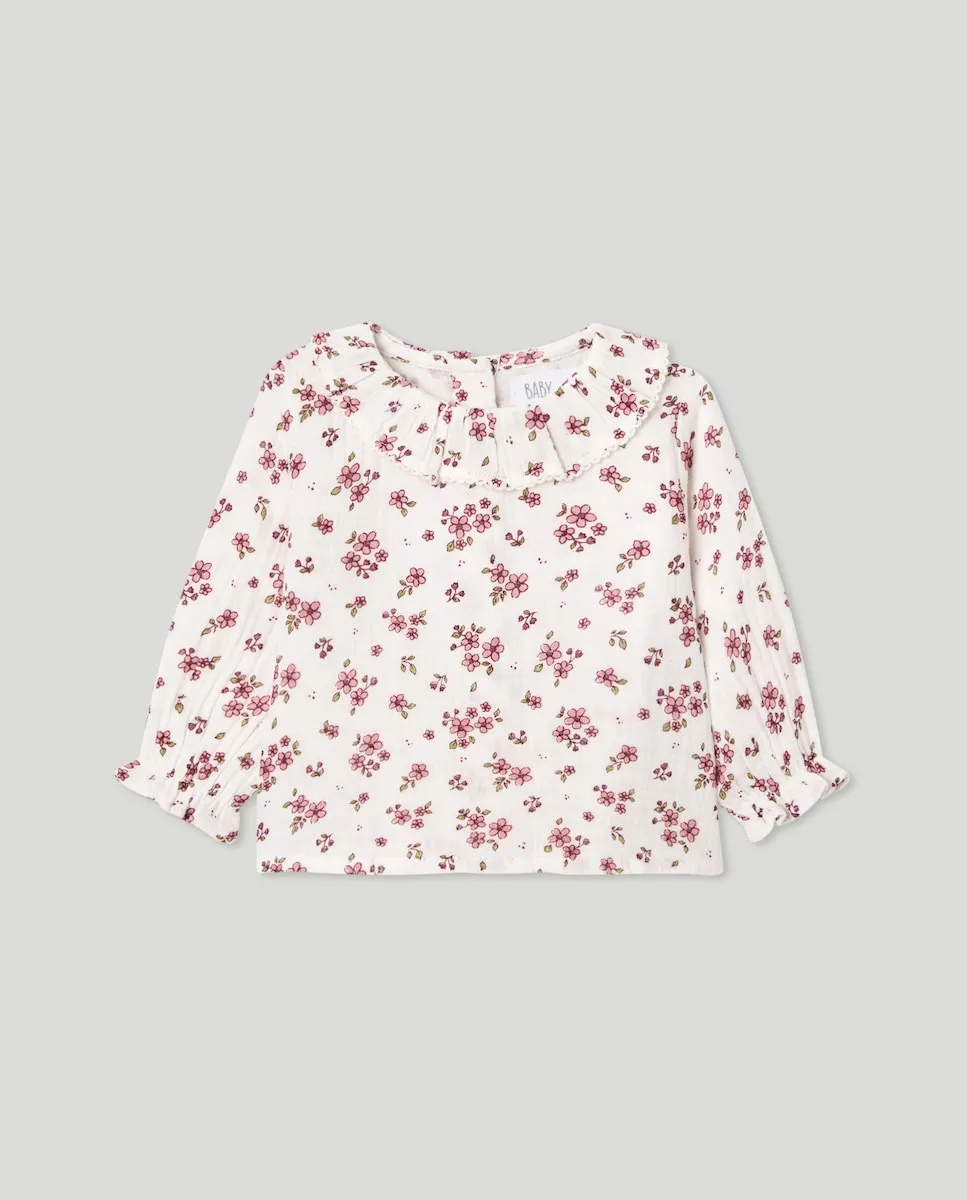 

Рубашка с длинным рукавом с цветочным принтом для маленькой девочки Baby El Corte Inglés, розовый