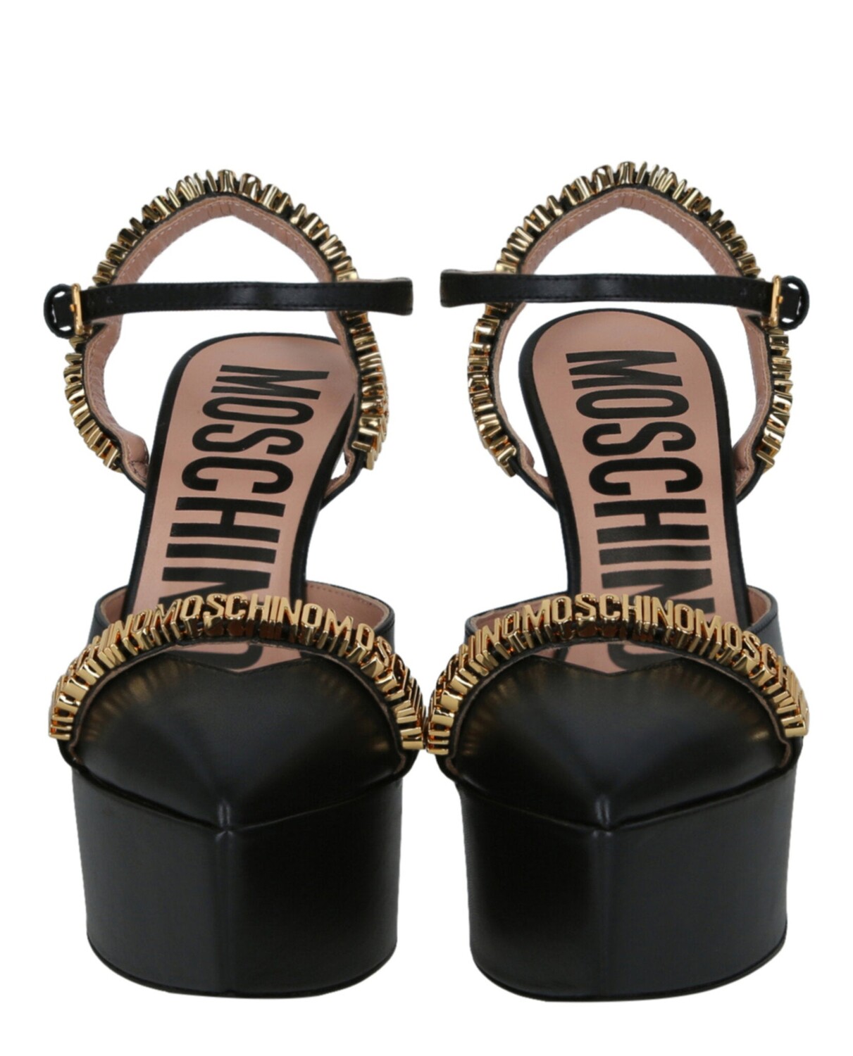

Туфли с ремешком на щиколотке и надписью-логотипом Moschino, черный