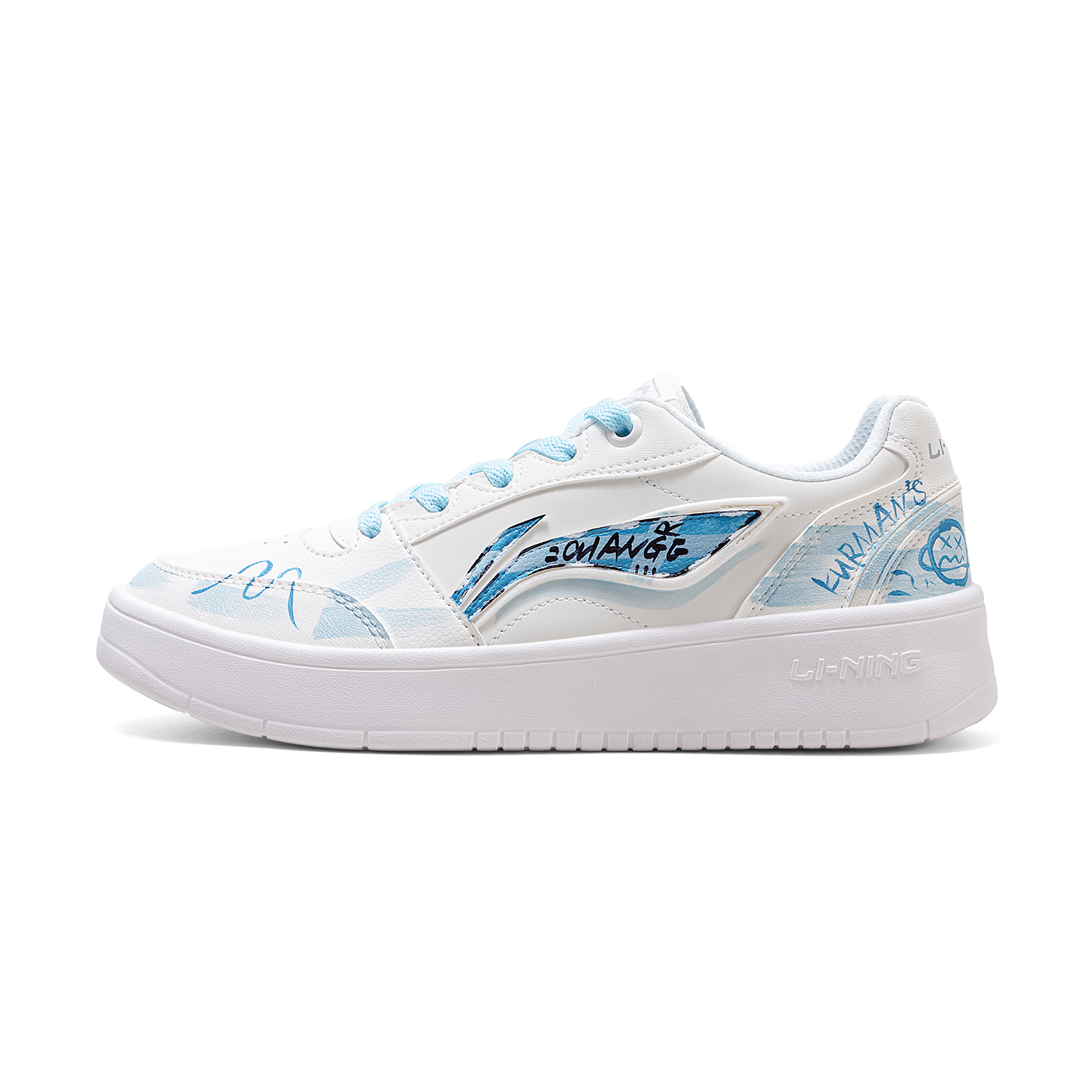 

Yuanbao V3 легкие дышащие и нескользящие низкие кроссовки для скейтбординга мужские белый LINING, синий белый