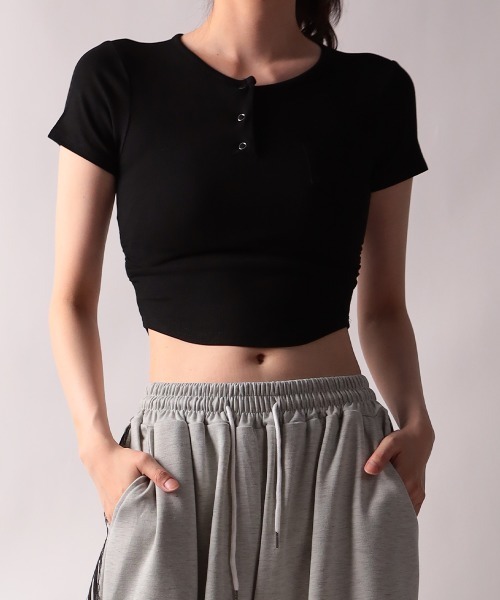 

Футболка-поло с коротким рукавом и ребристым воротником NANAHACHI, черный