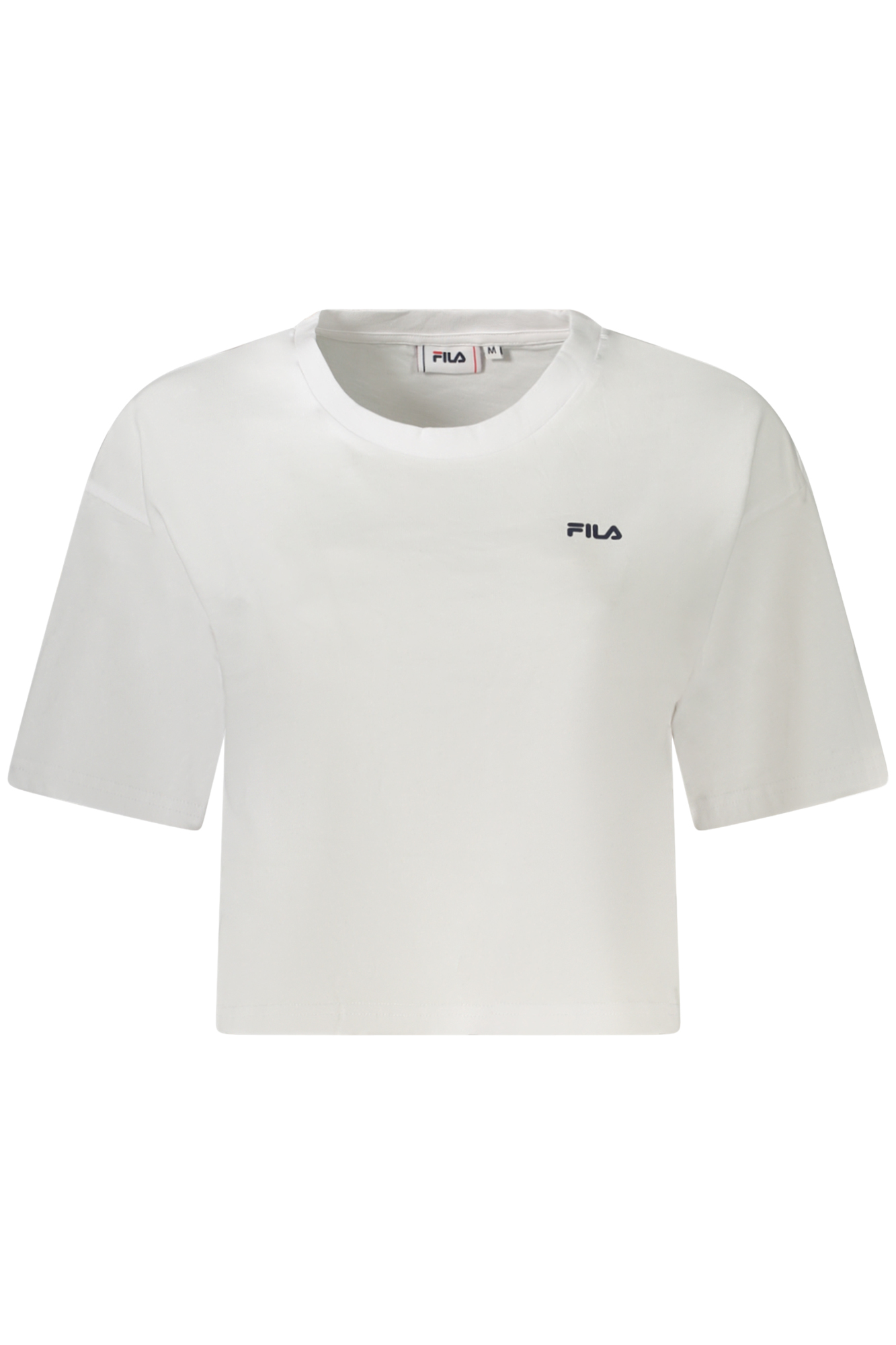 

Футболка женская Fila хлопковая короткая с принтом, белый