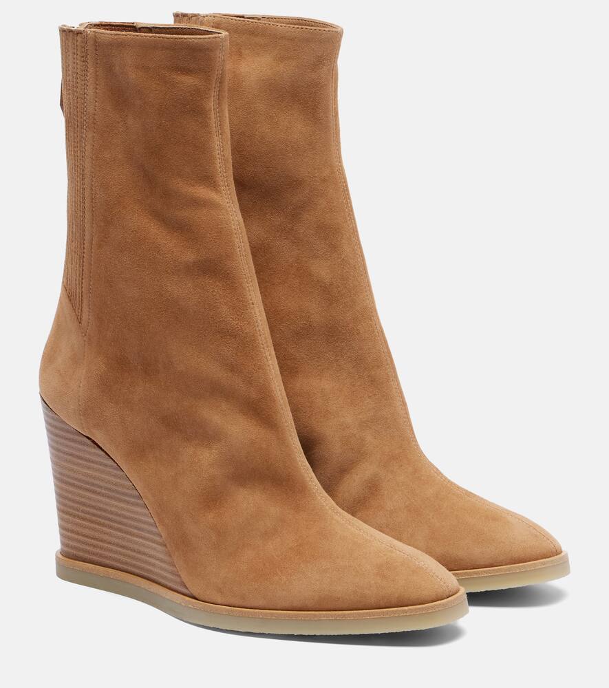 Ботильоны Saint Honoré 85 на платформе из замши Aquazzura, Camel