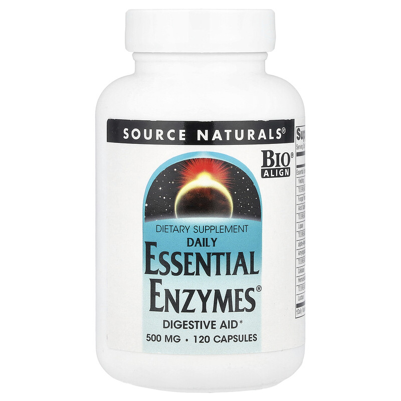 

Source Naturals, Daily Essential Enzymes, 500 мг, 120 капсул