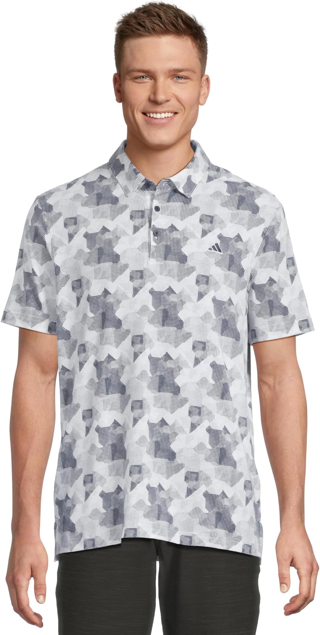 

Футболка adidas Golf Go-To Printed Golf Polo Shirt, цвет White/Collegiate Navy
