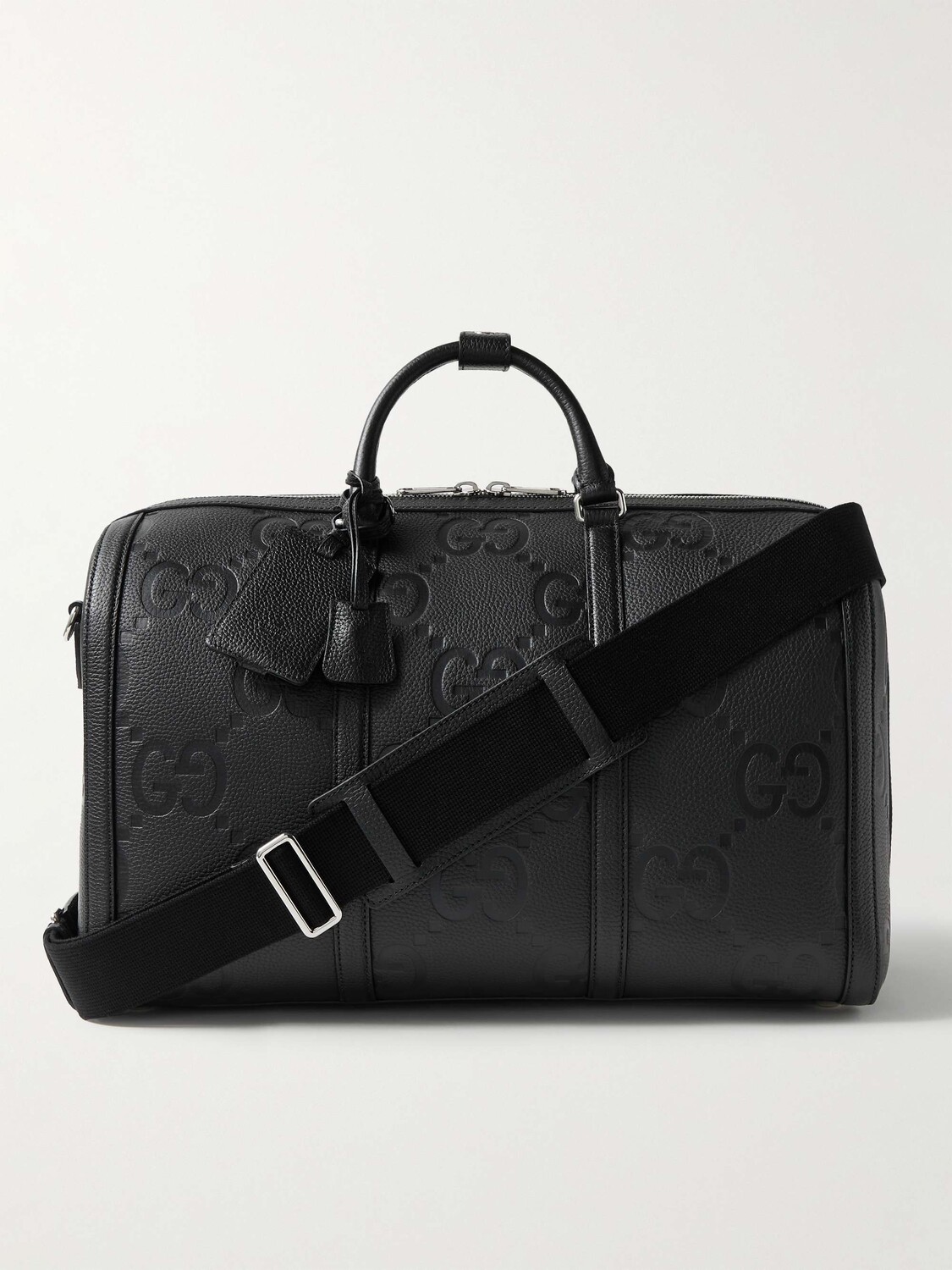 

Спортивная сумка из натуральной кожи с монограммой GUCCI, черный