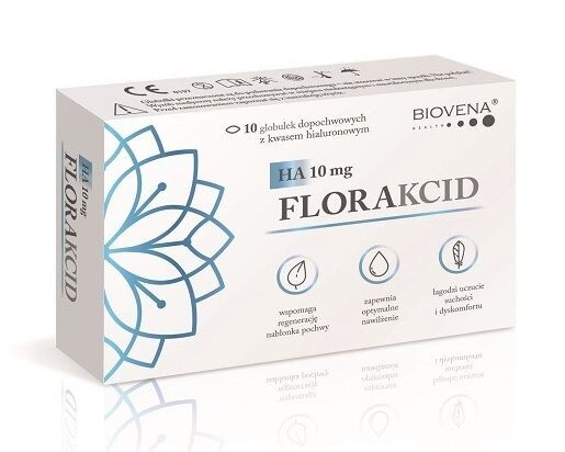 

Пессарии от сухости влагалища Florakcid HA 10mg, 10 шт
