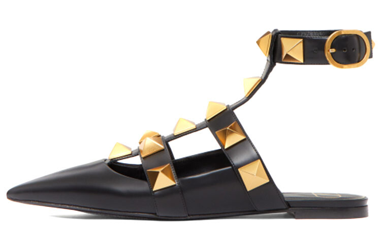 Женские туфли Valentino Roman Stud, черный/золотой