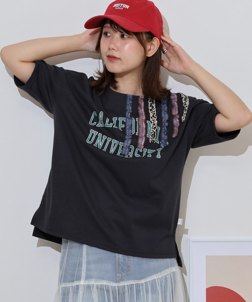 

Футболка с оборками и принтом логотипа FUNALIVE, угольно-серый