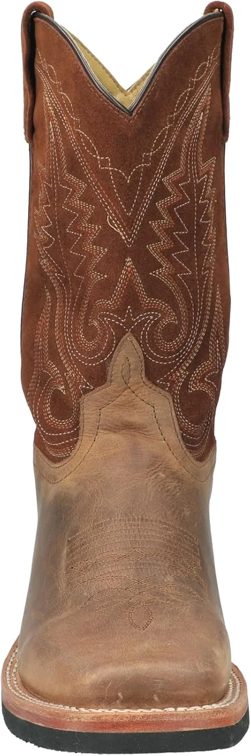 Мужские ковбойские ботинки Smoky Mountain Boots Boonville Series с квадратным носком, прочной кожаной подошвой и каблуком из крепа, искусственной подкладкой и кожаным верхом, стальным супинатором, 2-Brown Distress — фото 2