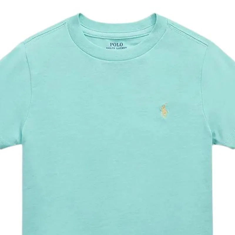 Футболка Polo Ralph Lauren для детей, бирюзовая — фото 4