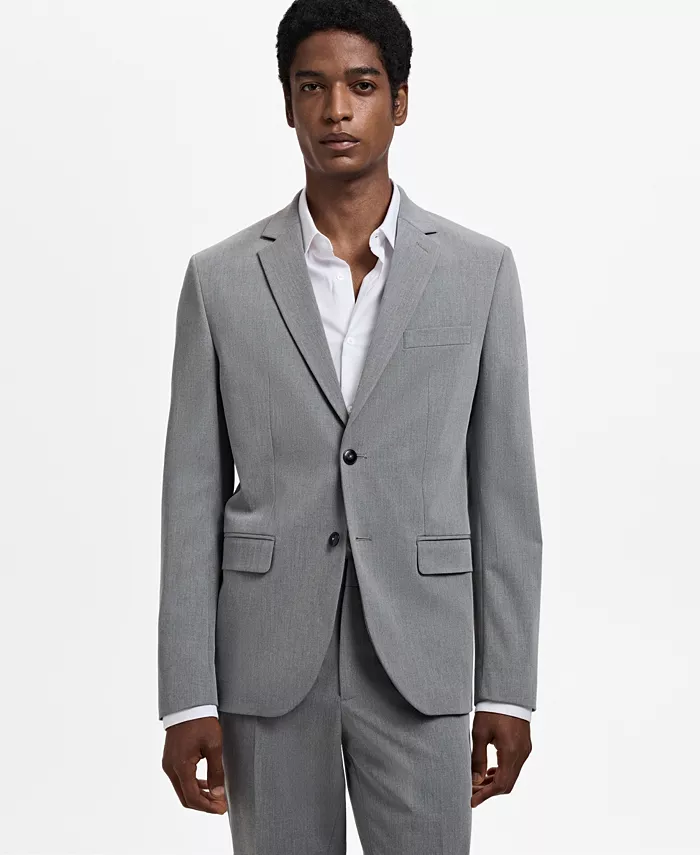 

Мужской пиджак из эластичной ткани Super Slim-Fit Mango, серый