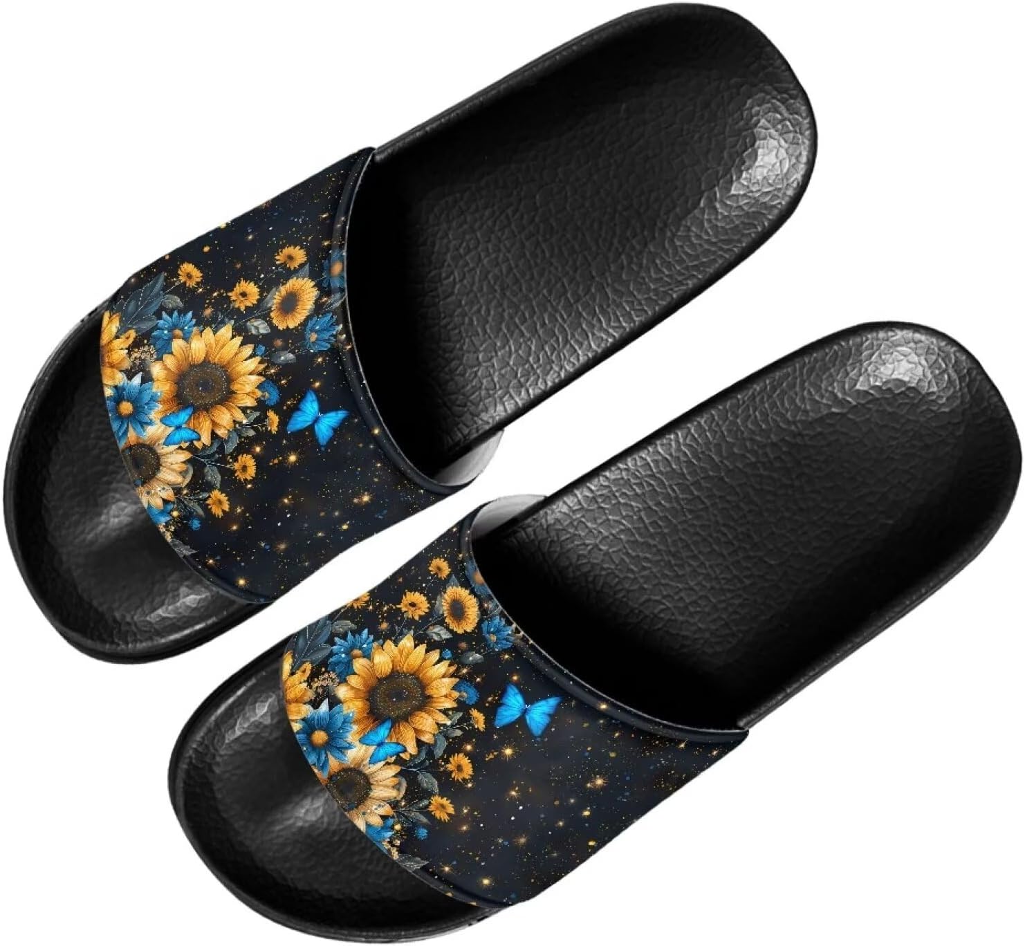 

Женские мягкие нескользящие сандалии Forchrinse, плоские шлепанцы для пляжа, бассейна, душа и дома, Sunflower Butterfly