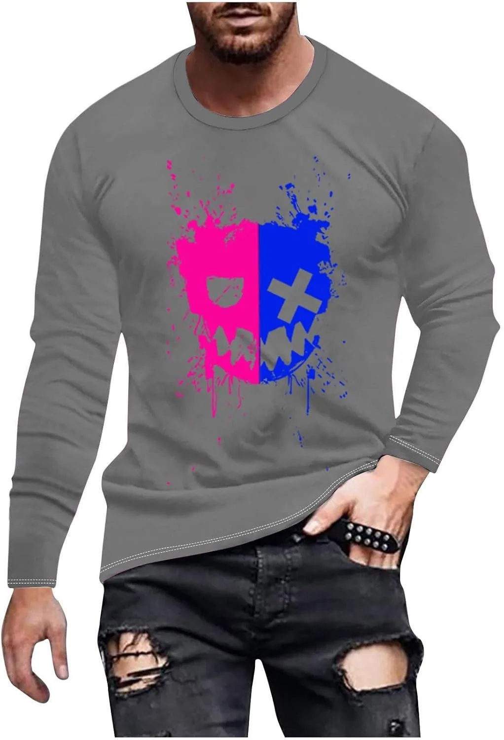 

Мужская футболка с принтом X-Eyed Skull, длинный рукав Uillui