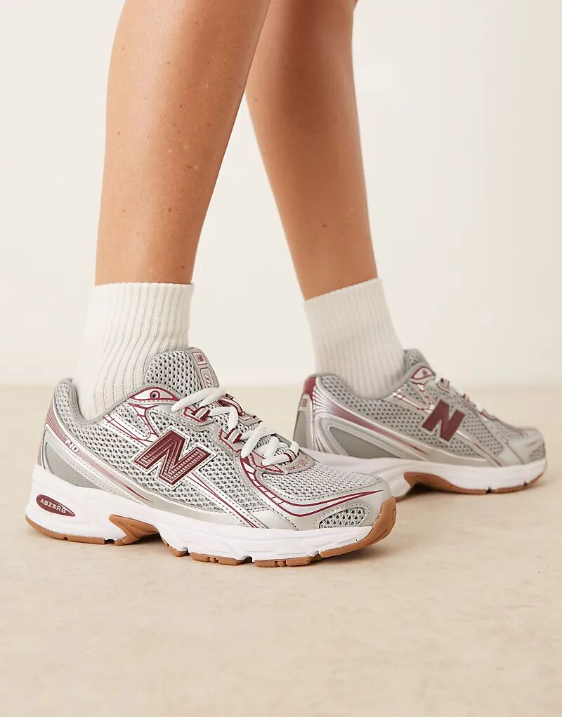 Кроссовки унисекс New Balance 740 серебристого и бордового цветов