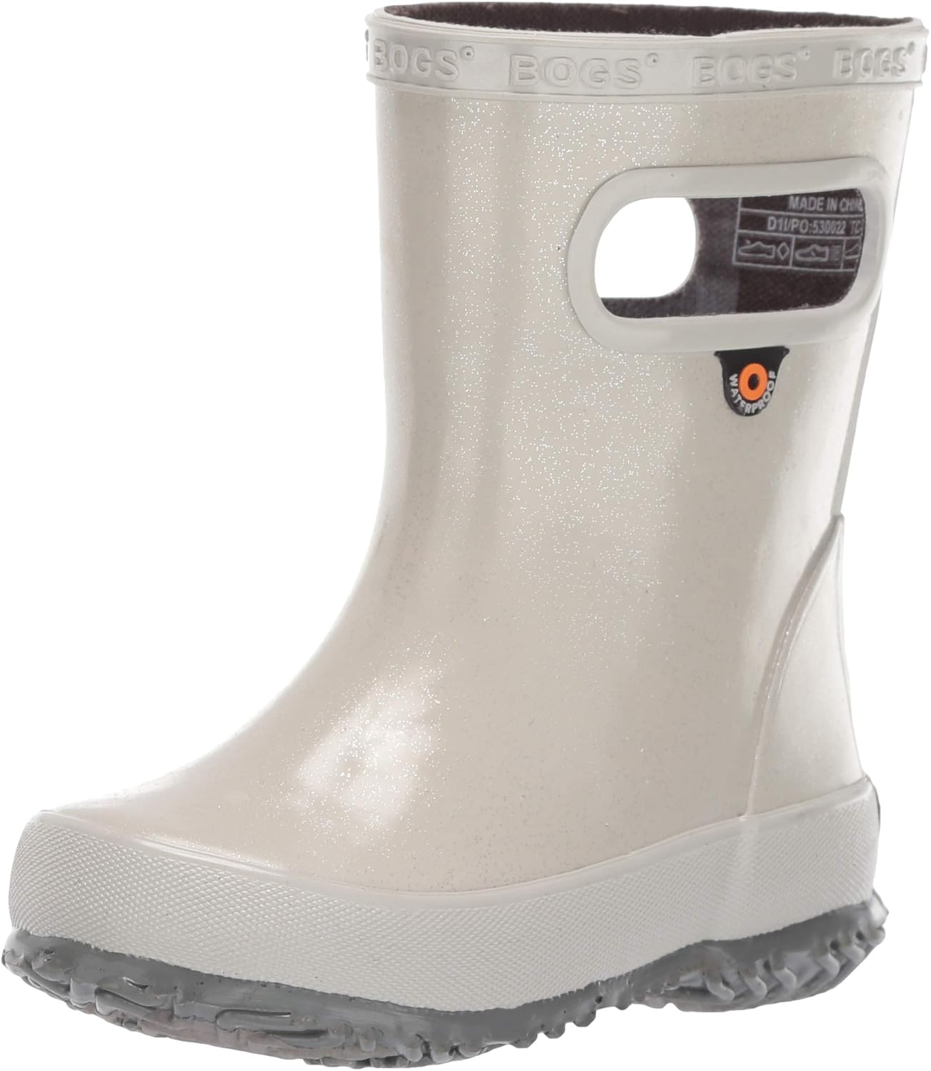 

BOGS унисекс-детские резиновые водонепроницаемые сапоги Skipper для мальчиков и девочек, Glitter - Silver