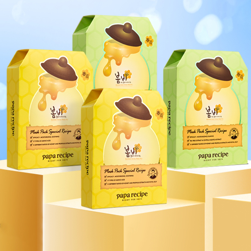 Набор Papa Recipe — Масок для лица Yellow Green Spring Rain Honey Set успокаивающий увлажняющий 3 четырехкомпонентных набора — фото 3