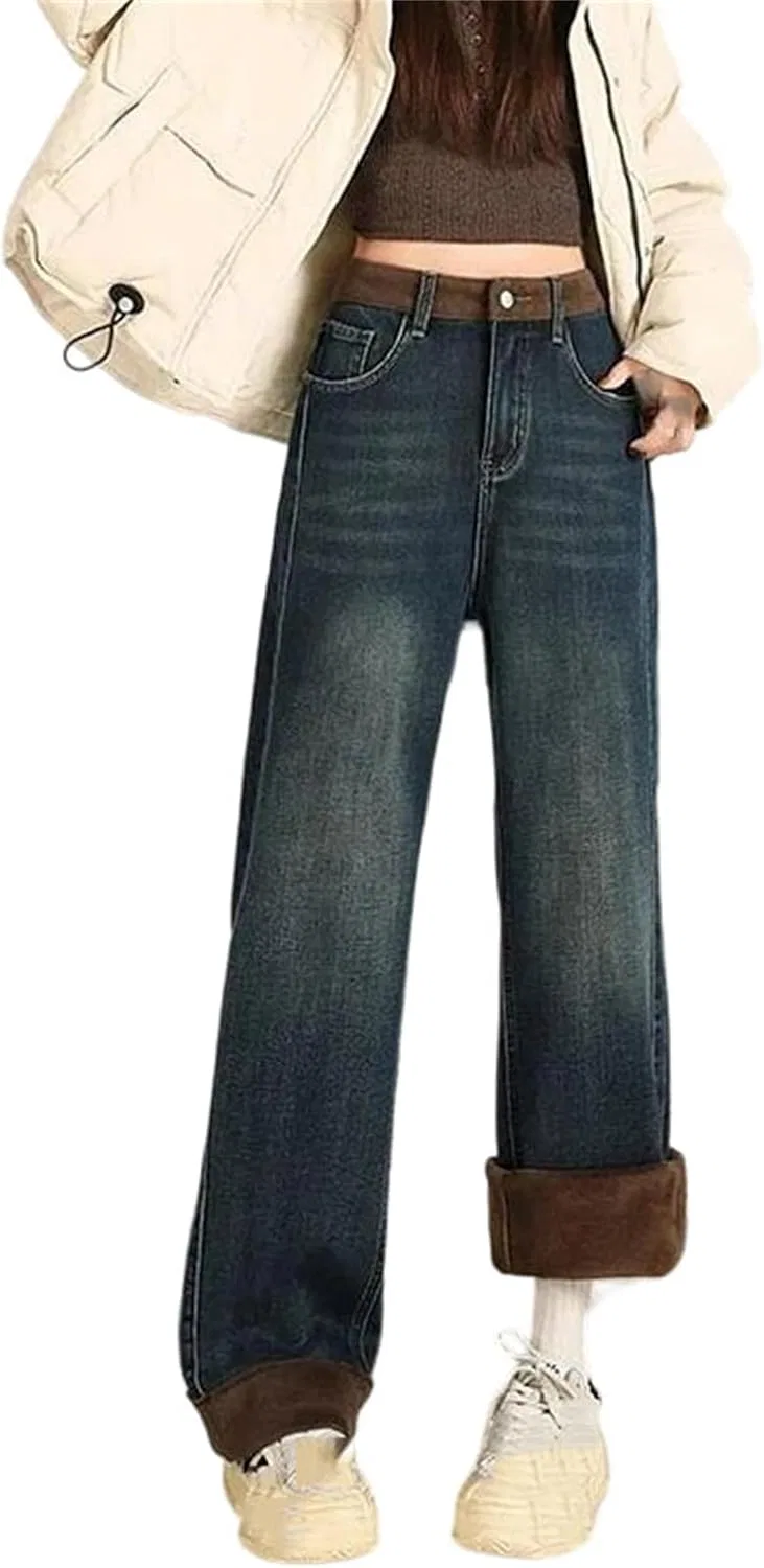 Джинсы с начесом, High Waist, 785