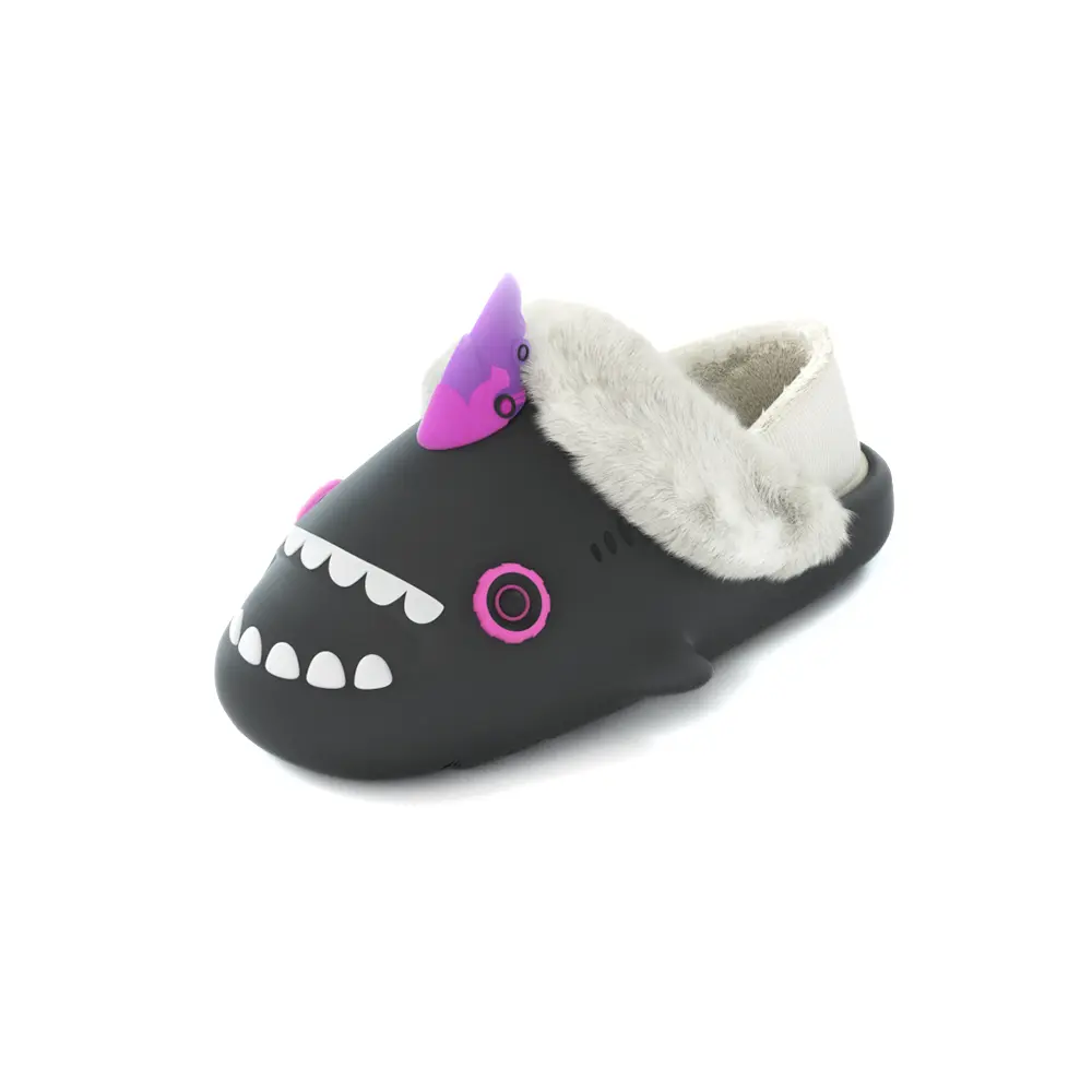 HelloSlippers Акульи зимние шарки в стиле киберпанк, закрытые тапочки на каблуке унисекс розовые, цвет Pink — фото 3