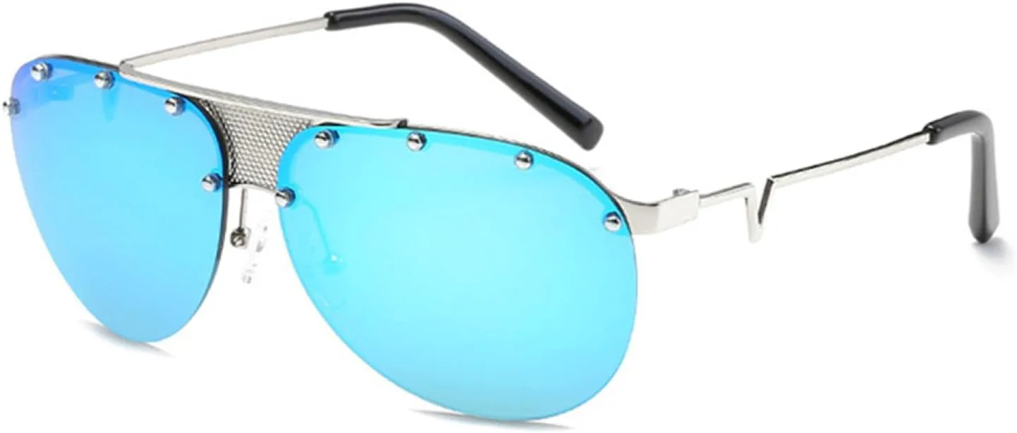 

Модные женские солнцезащитные очки класса люкс в винтажном стиле с заклепками, солнцезащитные очки с защитой от УФ-излучения UV400 VFDHN, Silver Ice Blue