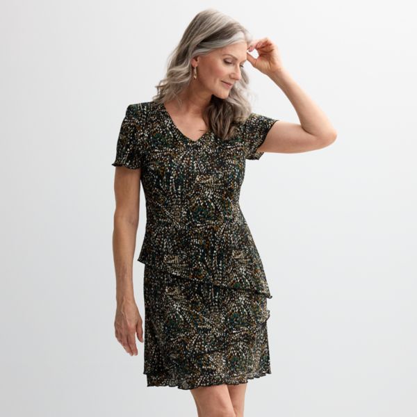 

Женское многоярусное мини-платье с короткими рукавами Connected Apparel, цвет hunter