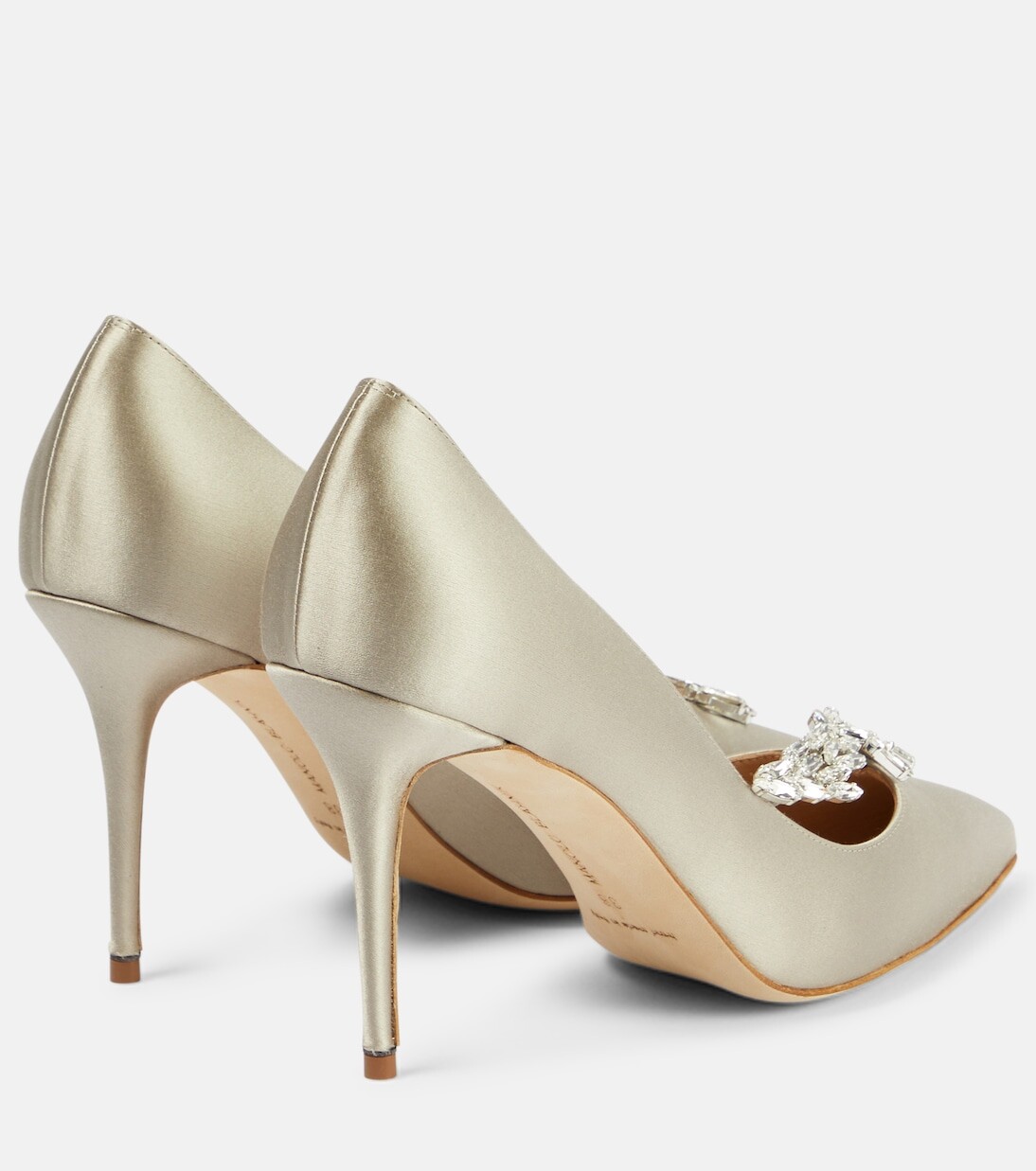 Атласные туфли nadira 90 с декором Manolo Blahnik, серый — фото 3