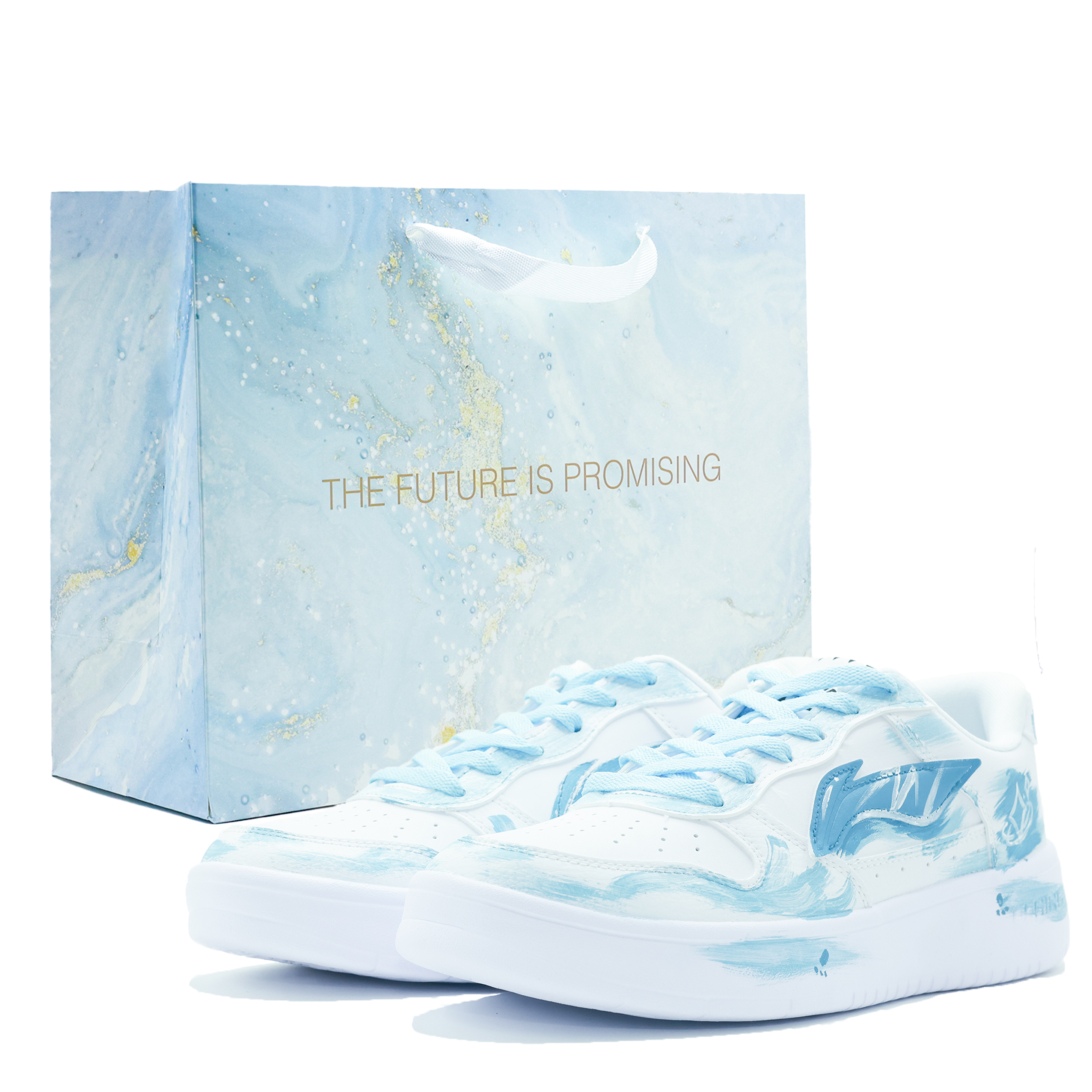 

LINING Кроссовки для скейтборда Pontoon Boats, противоскользящие, износостойкие, низкие, мужские, белые, синие