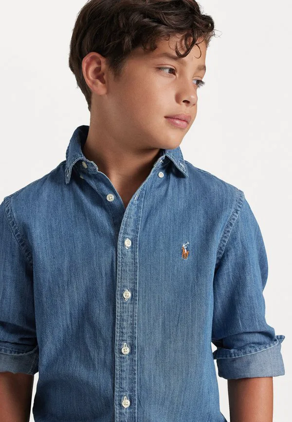 Хлопковая рубашка из шамбре 714y Polo Ralph Lauren, Dark Blue — фото 3