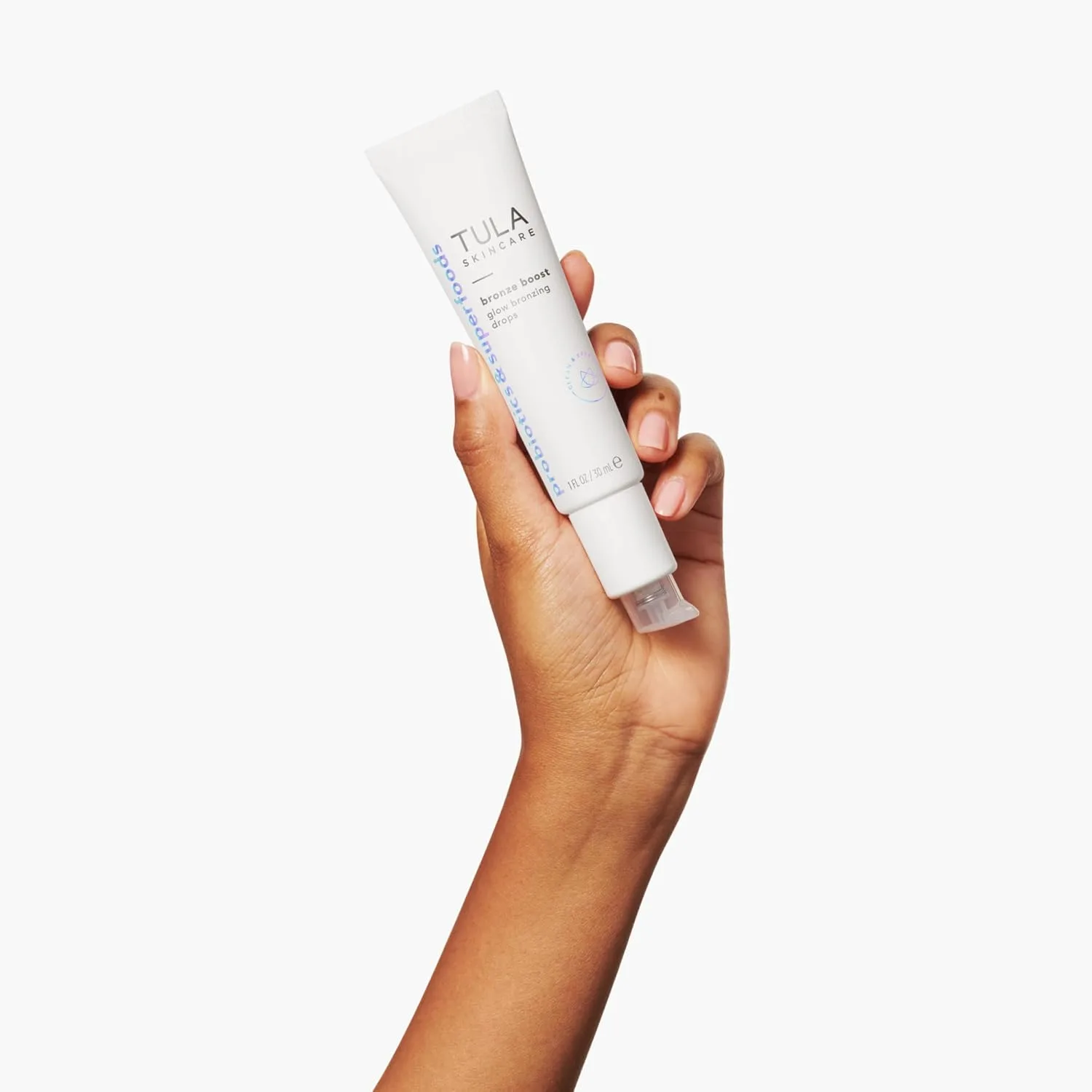 TULA Skin Care Bronze Boost Glow бронзирующие капли для естественного сияния, выравнивания тона и увлажнения кожи с ниацинамидом, гиалуроновой кислотой и зеленым чаем, 30 мл 29,6 мл (1 шт.), blue — фото 3
