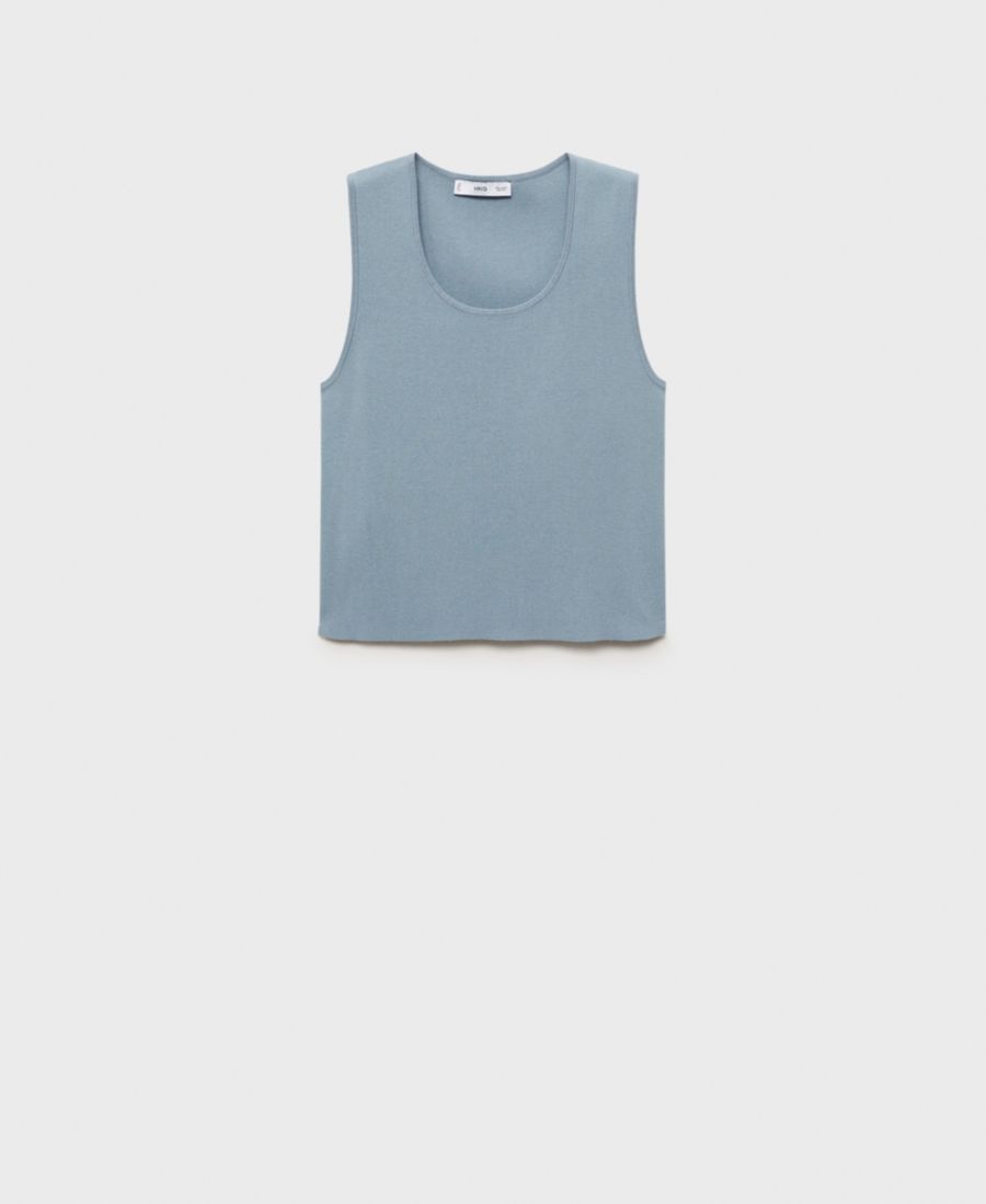 

Женский вязаный укороченный топ с глубоким вырезом MANGO, Blue