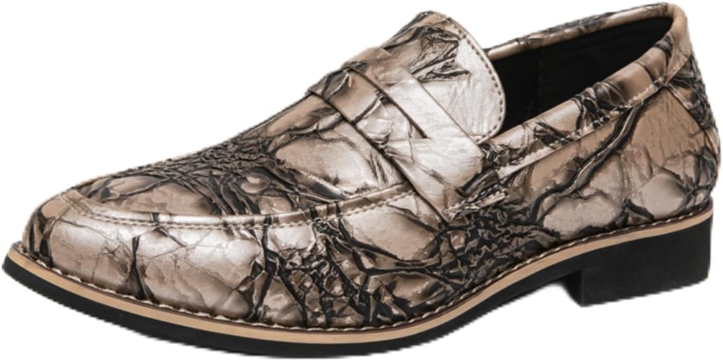 

Мужские текстурированные лоферы Aokisx, модная обувь для формальных и повседневных мероприятий - стильные для ужинов, деловых встреч и ежедневных поездок, золотой