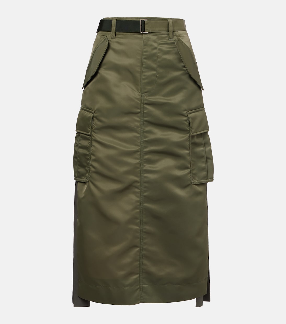 

Юбка миди из нейлонового твила Sacai, хаки