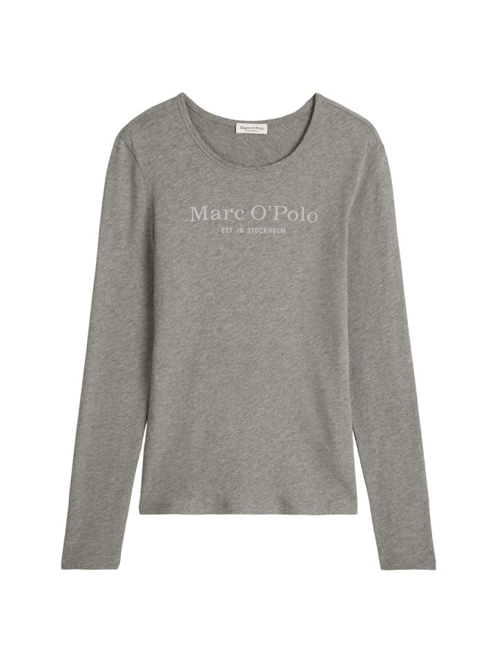 

Marc O'Polo Футболка с длинным рукавом и логотипом, стандартный размер, цвет «Теплый гранитный меланж»