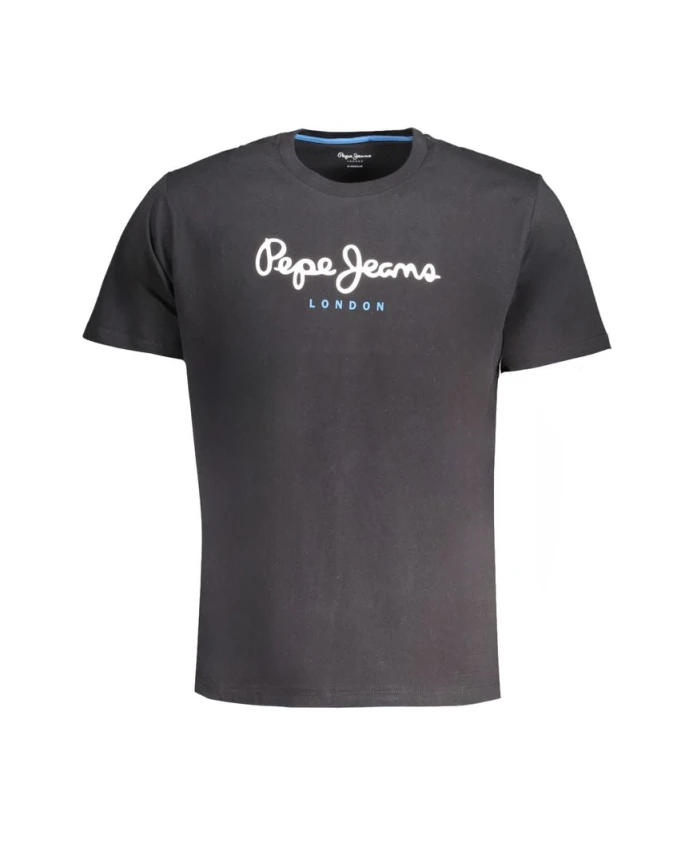 

Черная хлопковая футболка с напечатанным логотипом. Pepe Jeans, черный