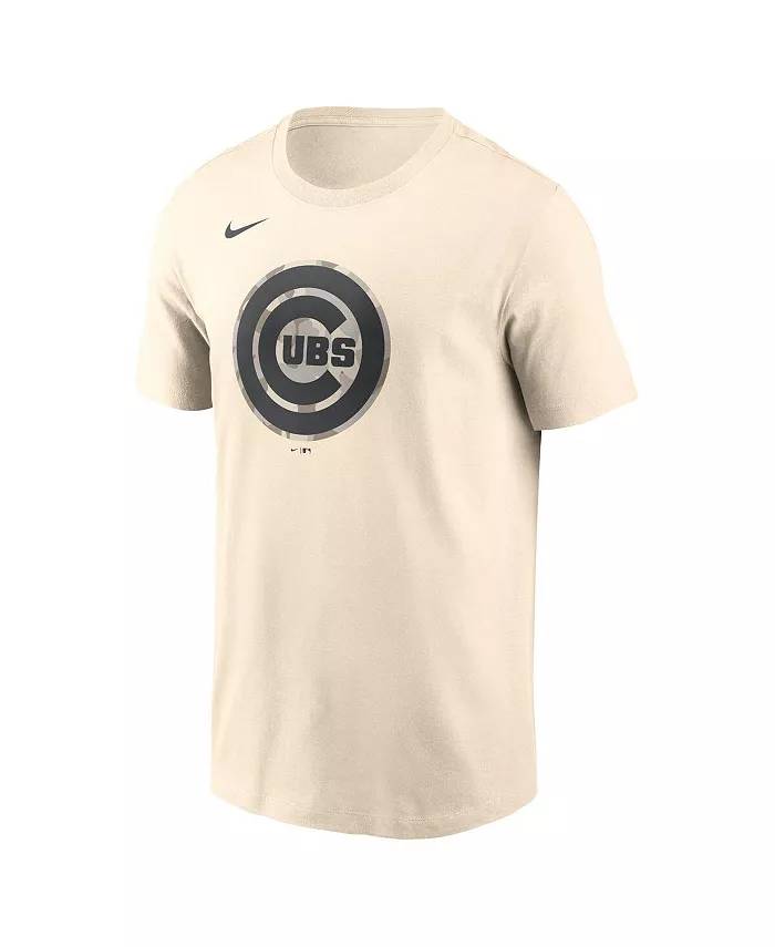 Мужская футболка Chicago Cubs с камуфляжным логотипом, кремовая Nike — фото 2