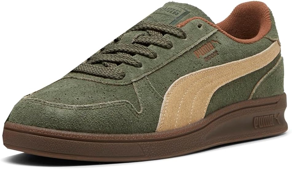 Мужские кроссовки PUMA Indoor R из замши с шнуровкой, повседневные - зеленые — фото 2