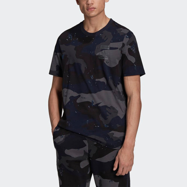 Футболка originals camouflage printing short sleeve navy blue Adidas, синий — фото 2