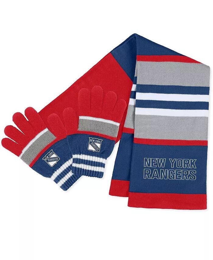 

Женский комплект из перчаток и шарфа в полоску New York Rangers Wear By Erin Andrews, мультиколор