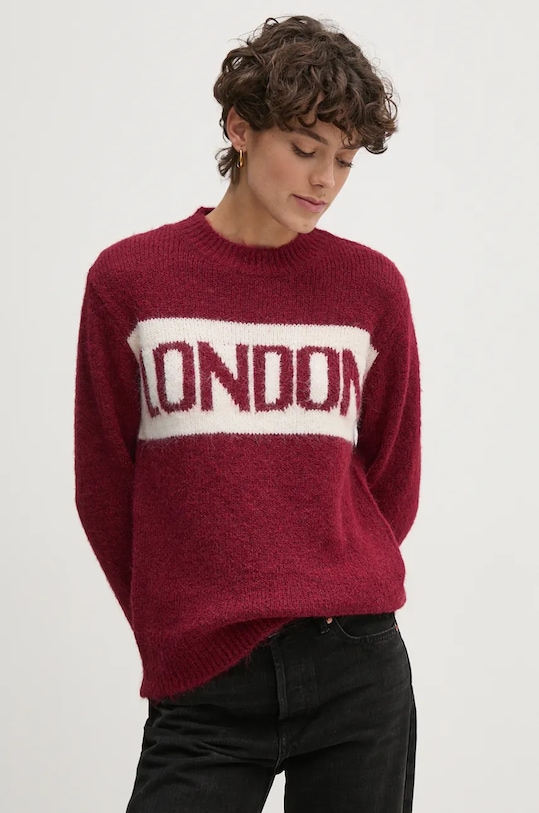 

Свитер с добавлением шерсти HILDA Pepe Jeans, бордовый