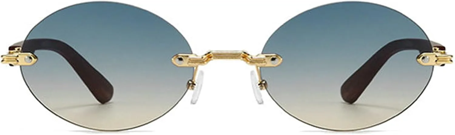 

Ретро овальные солнцезащитные очки без оправы, маленькие круглые очки без рамки, защита от УФ-излучения UV400, модные черные очки для мужчин и женщин helena, C7