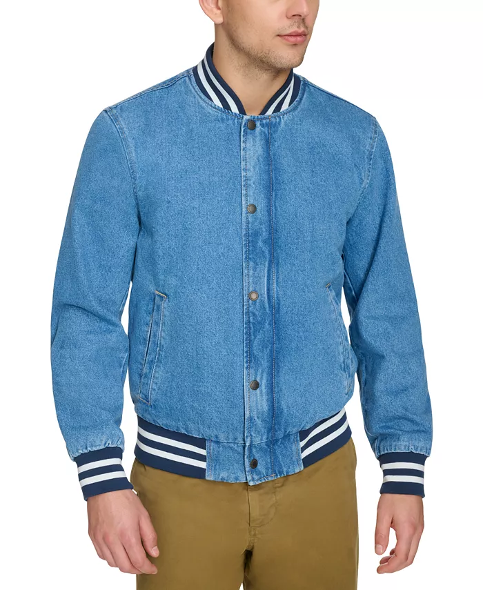 

Мужская джинсовая бомбер-куртка с полной молнией в стиле varsity Levi's, синий