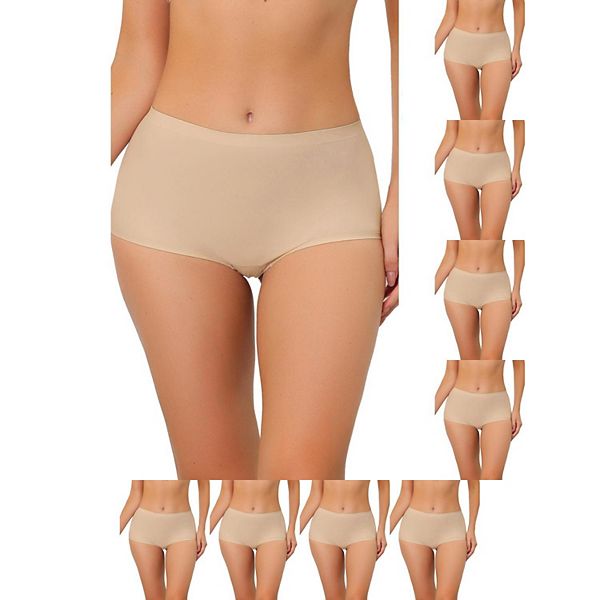 

9 пар женских трусов-шорт boy-shorts без подкладки, невидимые, средняя посадка, эластичные, однотонные Inspire Chic, Beige