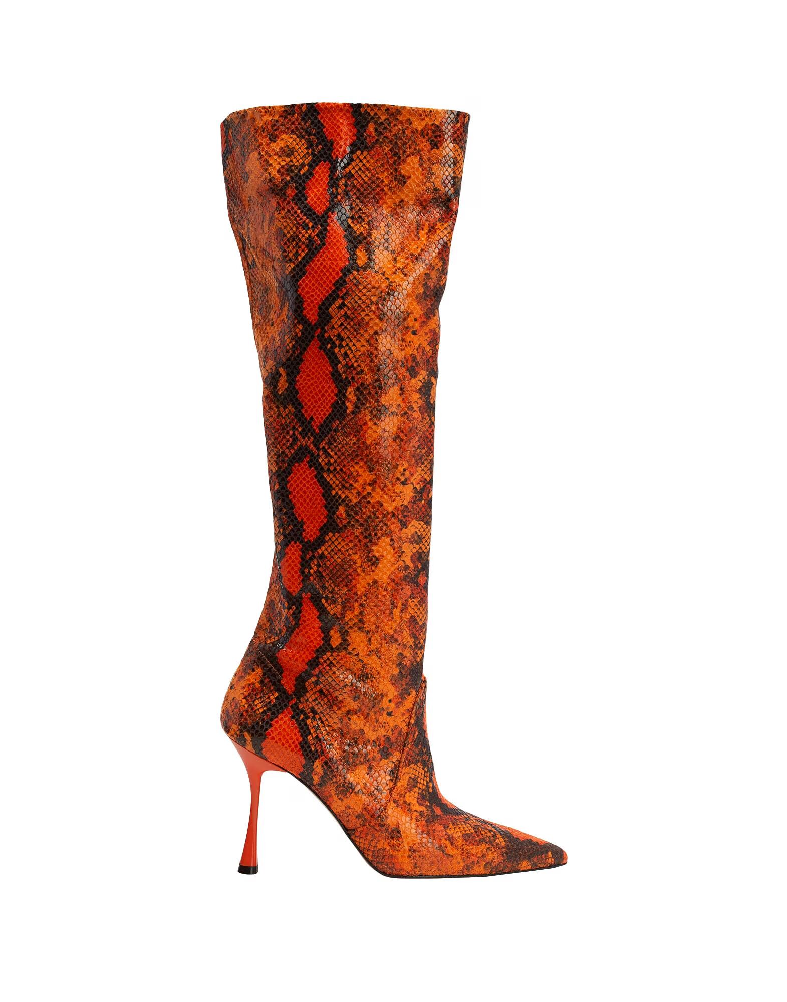 Ботинки Python Leather Heeled Boots 8 By Yoox, оранжевый