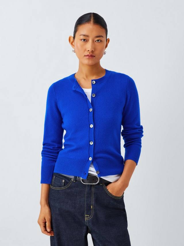 

Кашемировый кардиган с воротником-стойкой John Lewis, Cobalt Blue