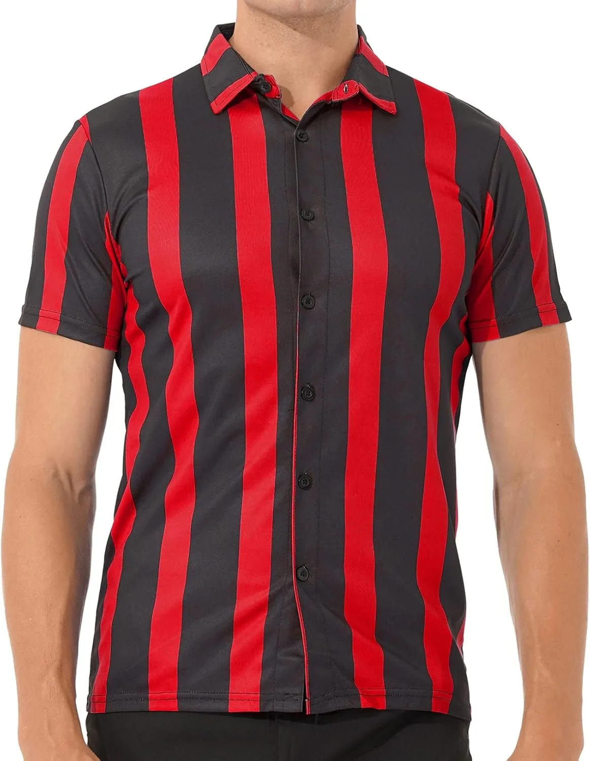 

Футболка мужская Hularka с коротким рукавом, полосками и пуговицами