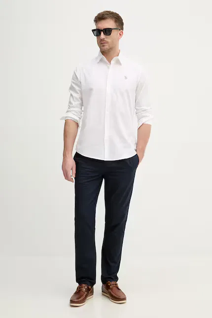 Брюки из льна LINEN BLEND DRAWSTRING U.S. Polo Assn., темно-синий — фото 2