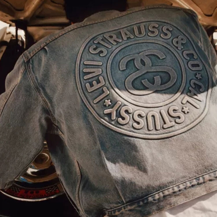 Куртка Praglad Trucker Stussy x Levi's с тиснением Stussy Rugged-Blue, цвет Blue — фото 4